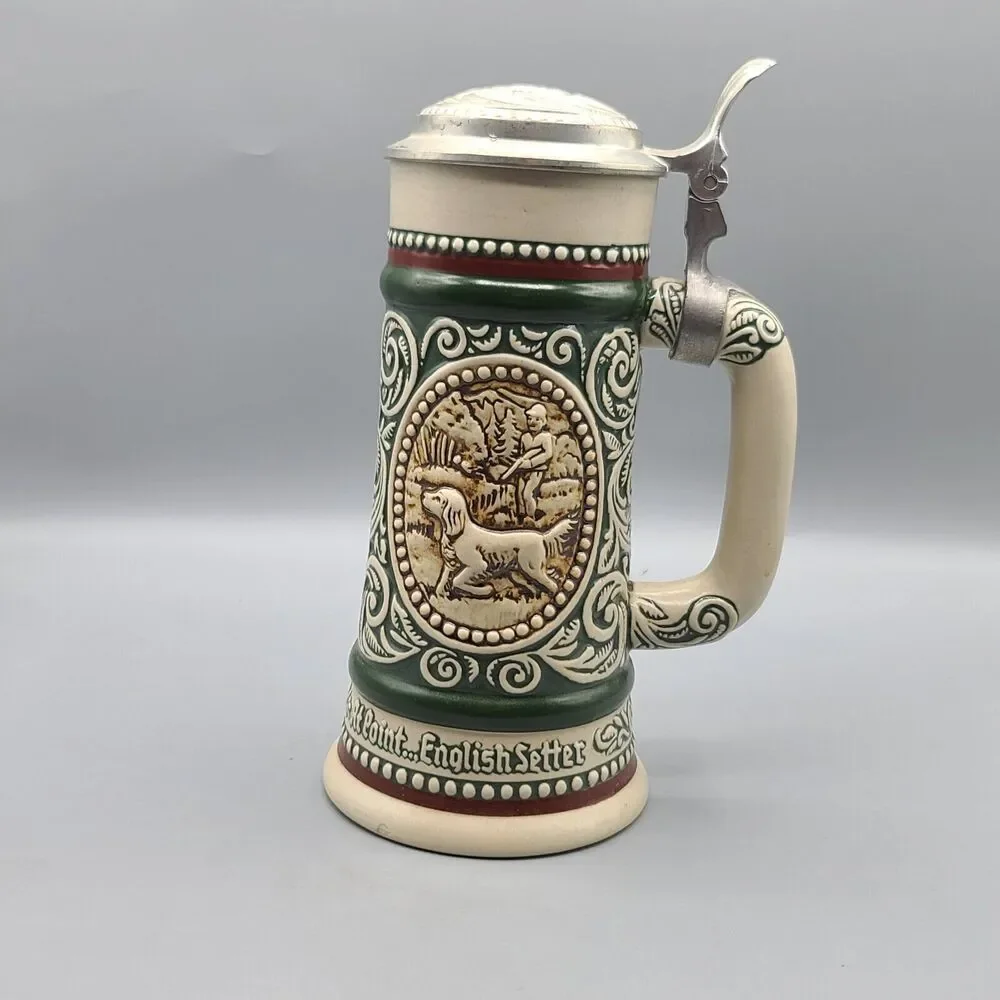 Vintage Avon Beer Stein Mug With Lid 1978 Rainbow Trout English Setter Brazil